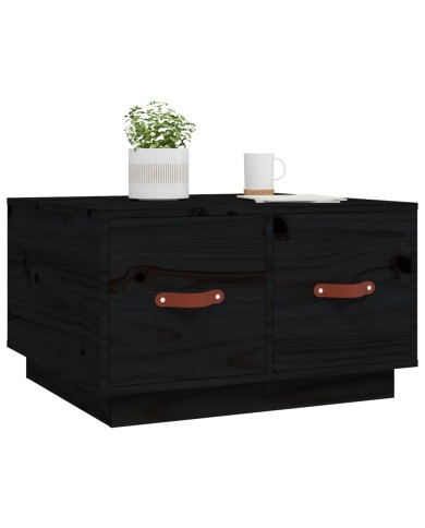Table basse Noir 60x53x35 cm Bois massif de pin