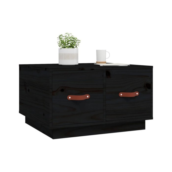 Table basse Noir 60x53x35 cm Bois massif de pin