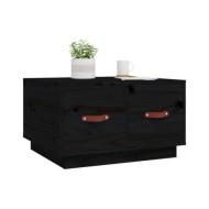Table basse Noir 60x53x35 cm Bois massif de pin