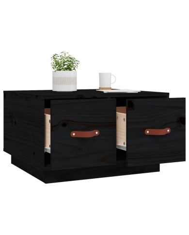 Table basse Noir 60x53x35 cm Bois massif de pin