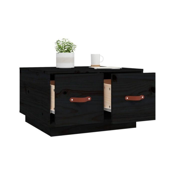 Table basse Noir 60x53x35 cm Bois massif de pin