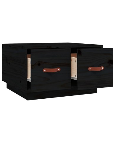 Table basse Noir 60x53x35 cm Bois massif de pin
