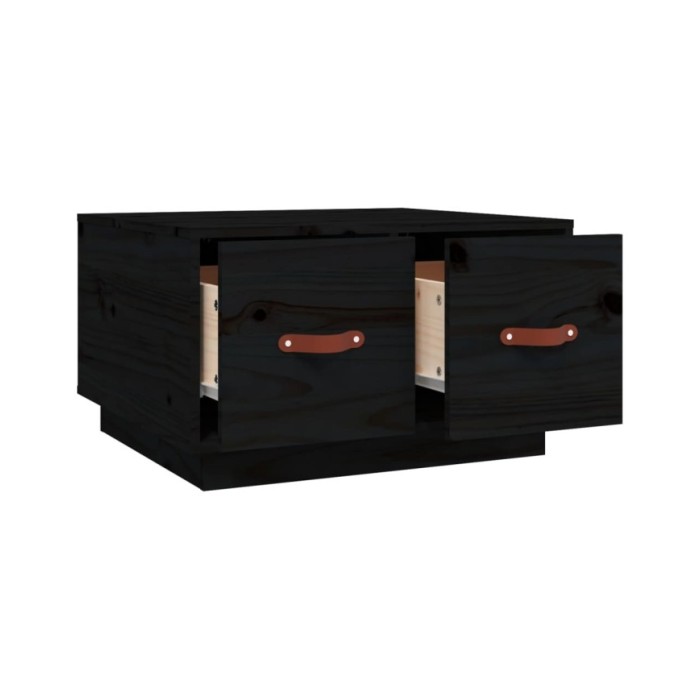 Table basse Noir 60x53x35 cm Bois massif de pin