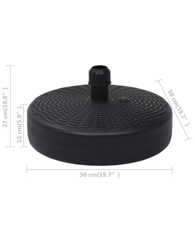 Socle de parasol Rempli de sable/d'eau 24 L Noir 