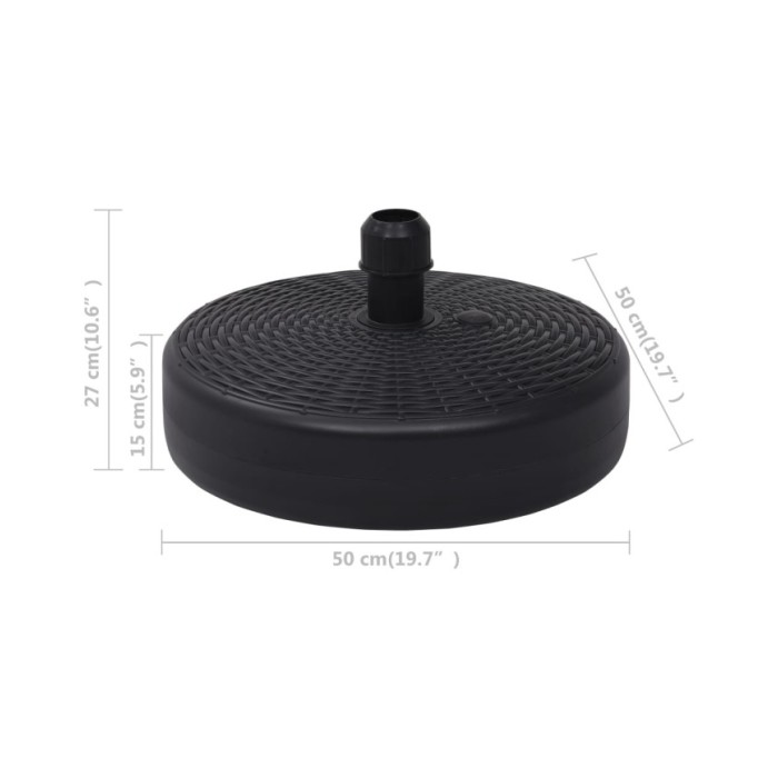 Socle de parasol Rempli de sable/d'eau 24 L Noir 