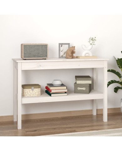 Table console Blanc 110x40x75 cm Bois de pin solide