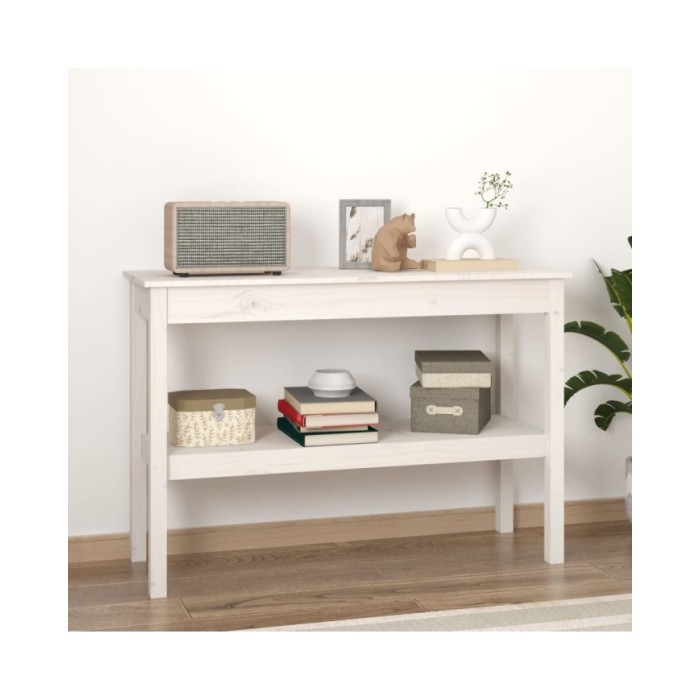 Table console Blanc 110x40x75 cm Bois de pin solide