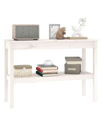 Table console Blanc 110x40x75 cm Bois de pin solide