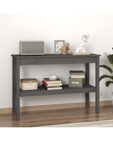 Table console Gris 110x40x75 cm Bois de pin solide