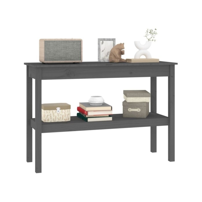Table console Gris 110x40x75 cm Bois de pin solide
