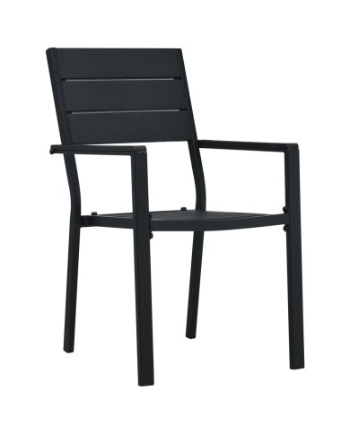 Chaises de jardin 2 pcs Noir PEHD Aspect de bois