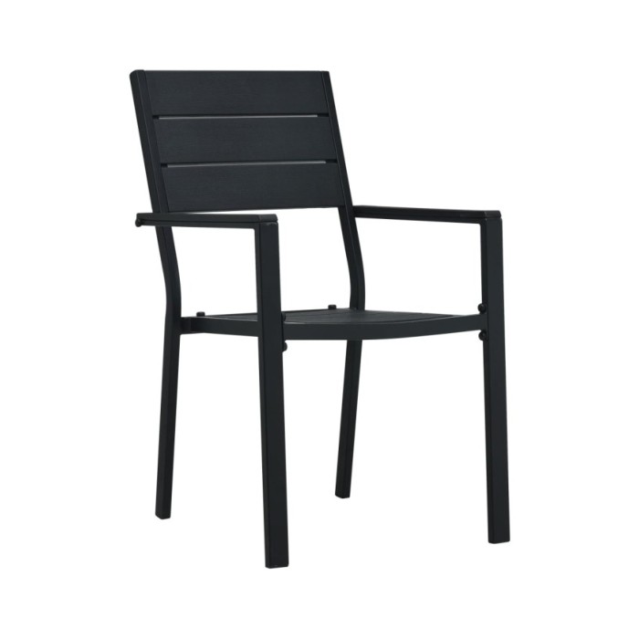 Chaises de jardin 2 pcs Noir PEHD Aspect de bois