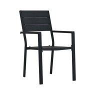 Chaises de jardin 2 pcs Noir PEHD Aspect de bois
