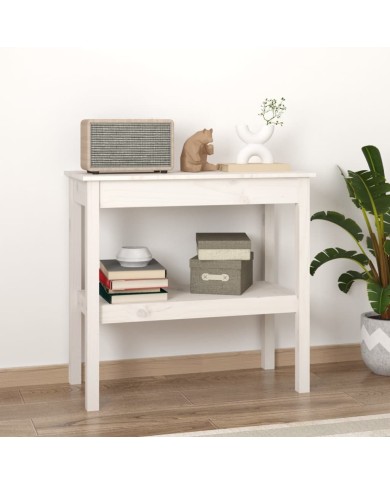 Table console Blanc 80x40x75 cm Bois de pin solide
