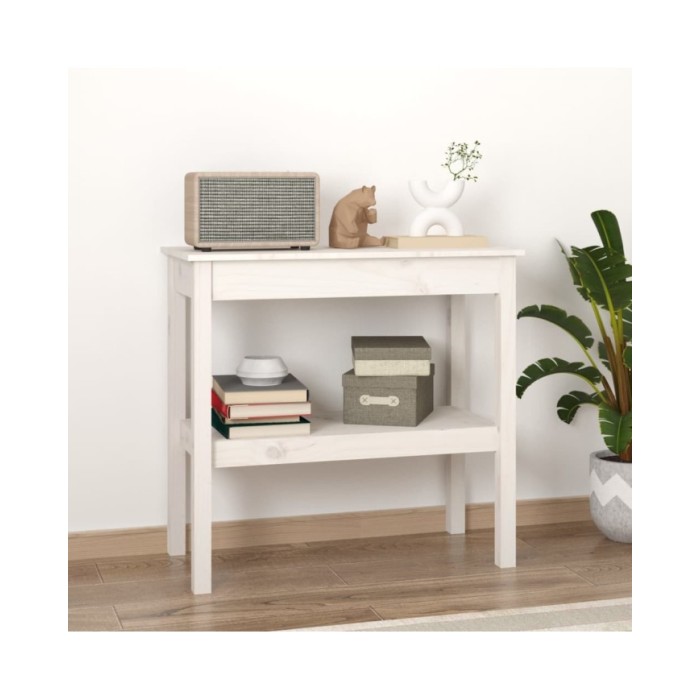 Table console Blanc 80x40x75 cm Bois de pin solide