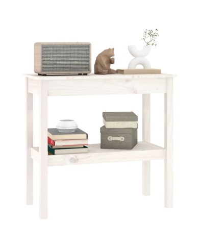 Table console Blanc 80x40x75 cm Bois de pin solide