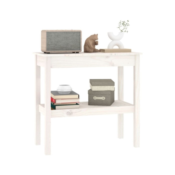 Table console Blanc 80x40x75 cm Bois de pin solide
