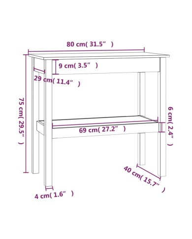 Table console Blanc 80x40x75 cm Bois de pin solide