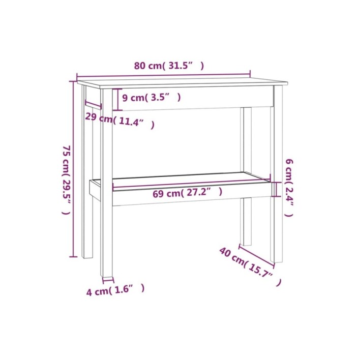 Table console Blanc 80x40x75 cm Bois de pin solide