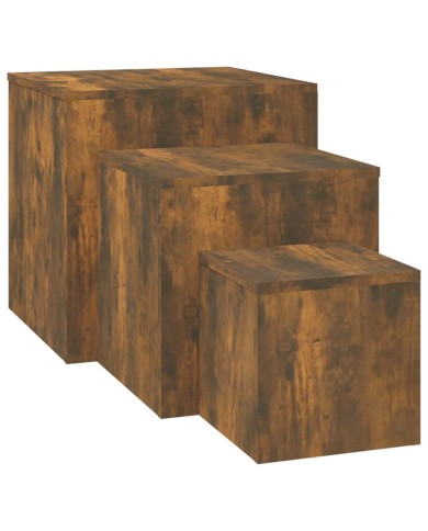 Tables d'appoint 3 pcs Chêne fumé Bois d'ingénierie