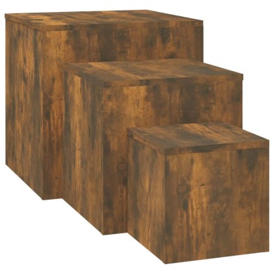 Tables d'appoint 3 pcs Chêne fumé Bois d'ingénierie