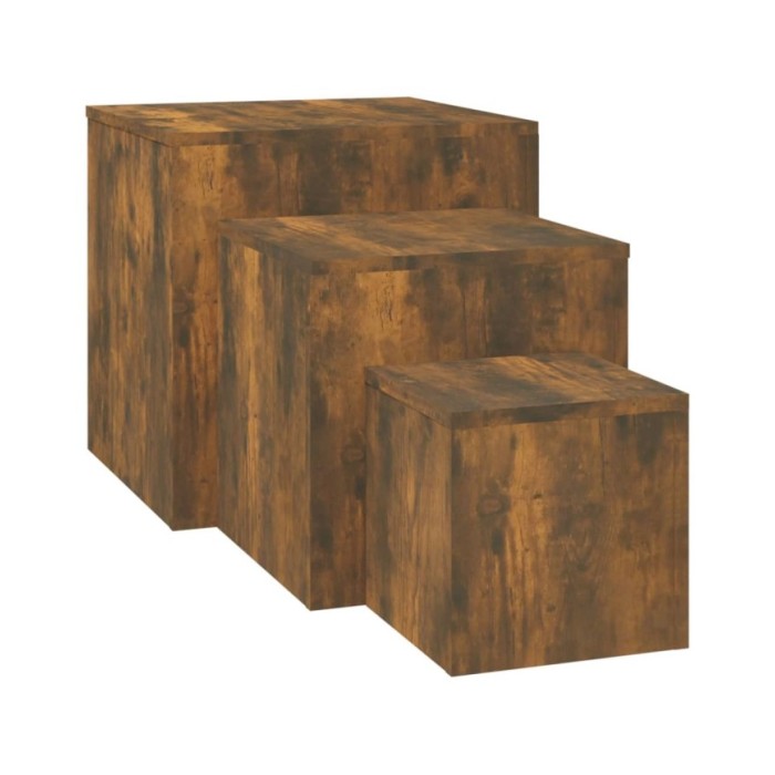 Tables d'appoint 3 pcs Chêne fumé Bois d'ingénierie