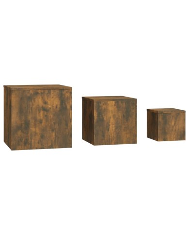 Tables d'appoint 3 pcs Chêne fumé Bois d'ingénierie