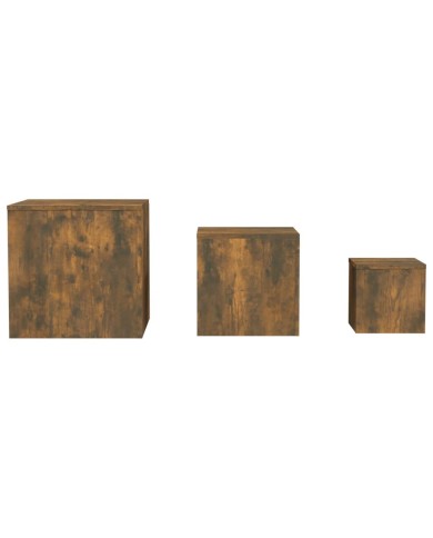 Tables d'appoint 3 pcs Chêne fumé Bois d'ingénierie