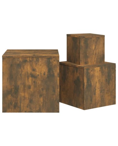 Tables d'appoint 3 pcs Chêne fumé Bois d'ingénierie