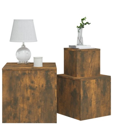 Tables d'appoint 3 pcs Chêne fumé Bois d'ingénierie