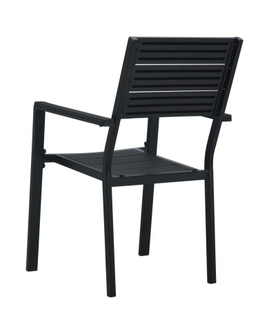 Chaises de jardin 2 pcs Noir PEHD Aspect de bois