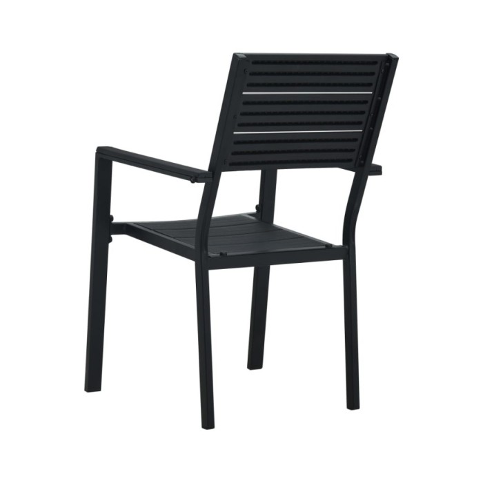 Chaises de jardin 2 pcs Noir PEHD Aspect de bois