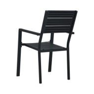 Chaises de jardin 2 pcs Noir PEHD Aspect de bois