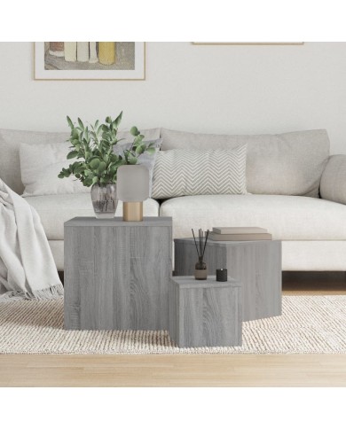 Tables d'appoint 3 pcs Sonoma gris Bois d'ingénierie