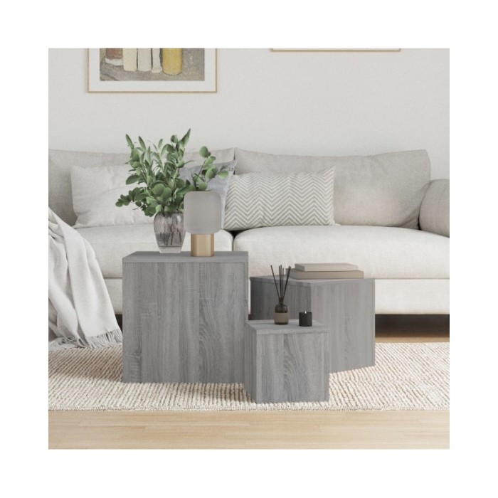 Tables d'appoint 3 pcs Sonoma gris Bois d'ingénierie