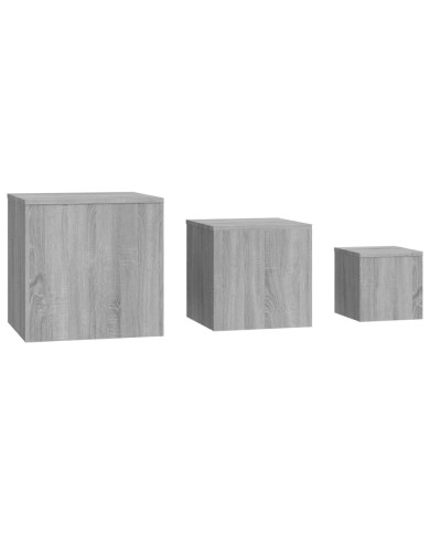Tables d'appoint 3 pcs Sonoma gris Bois d'ingénierie