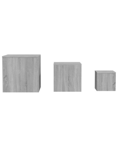 Tables d'appoint 3 pcs Sonoma gris Bois d'ingénierie