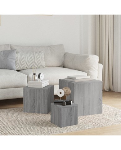 Tables d'appoint 3 pcs Sonoma gris Bois d'ingénierie