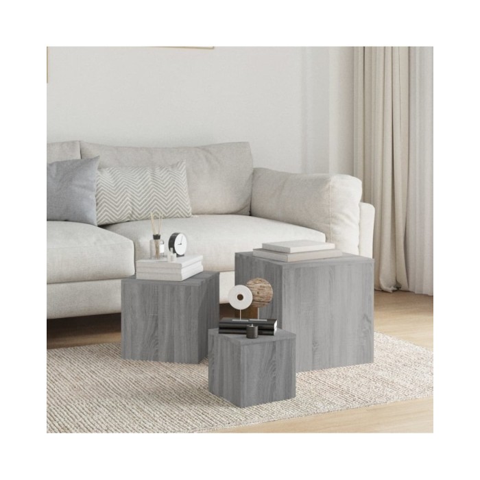 Tables d'appoint 3 pcs Sonoma gris Bois d'ingénierie