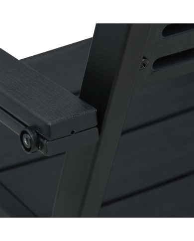Chaises de jardin 2 pcs Noir PEHD Aspect de bois