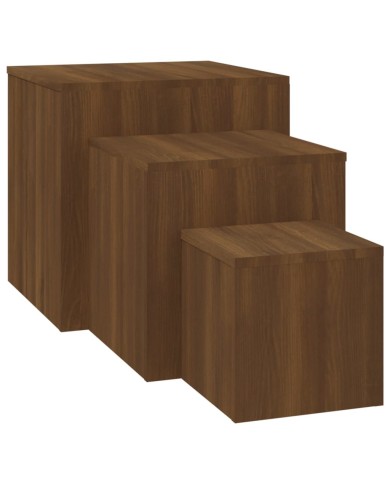 Tables d'appoint 3 pcs Chêne marron Bois d'ingénierie