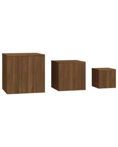Tables d'appoint 3 pcs Chêne marron Bois d'ingénierie