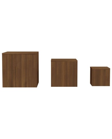 Tables d'appoint 3 pcs Chêne marron Bois d'ingénierie