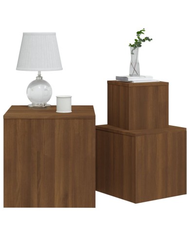 Tables d'appoint 3 pcs Chêne marron Bois d'ingénierie