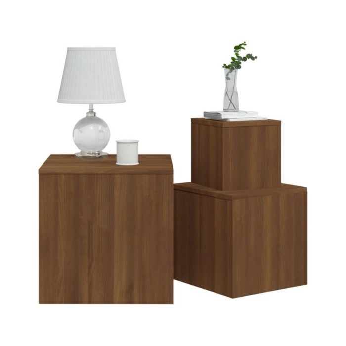 Tables d'appoint 3 pcs Chêne marron Bois d'ingénierie