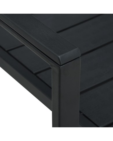 Chaises de jardin 2 pcs Noir PEHD Aspect de bois