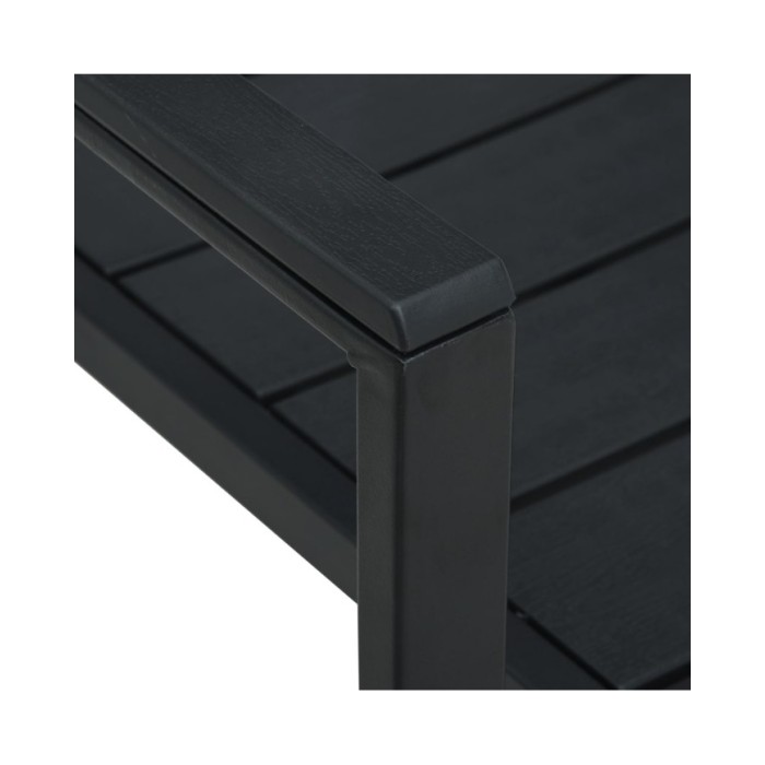 Chaises de jardin 2 pcs Noir PEHD Aspect de bois