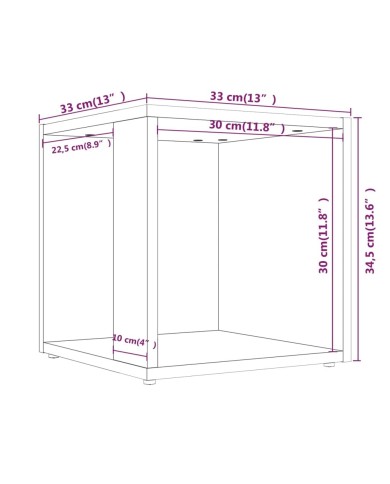 Table d'appoint Chêne fumé 33x33x34,5 cm Bois d'ingénierie