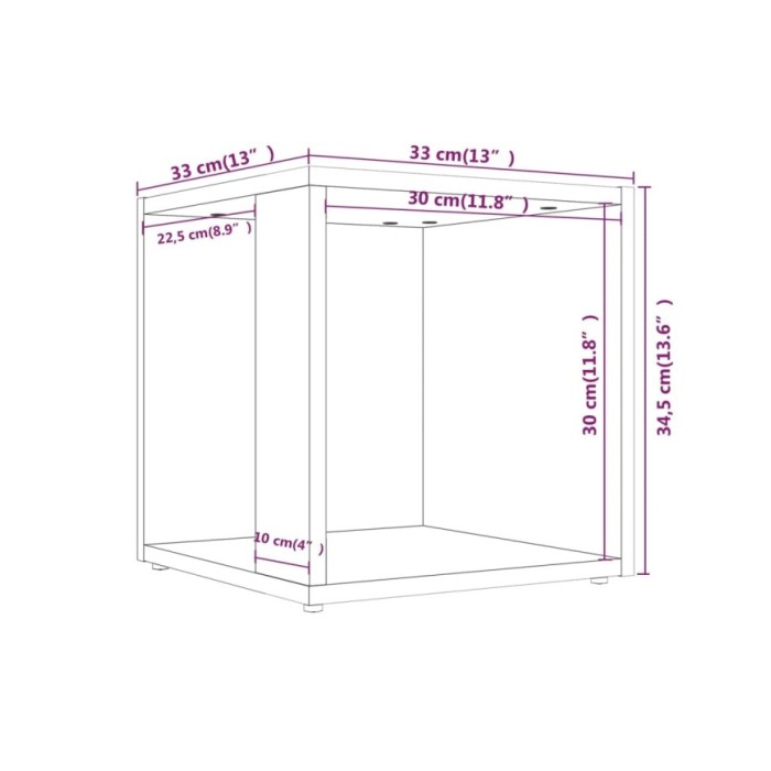 Table d'appoint Chêne fumé 33x33x34,5 cm Bois d'ingénierie