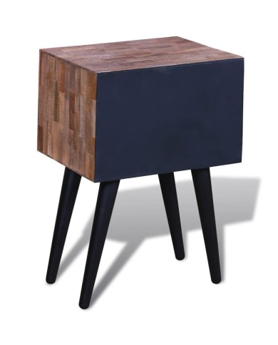 Table de chevet avec 2 tiroirs Bois de teck recyclé 